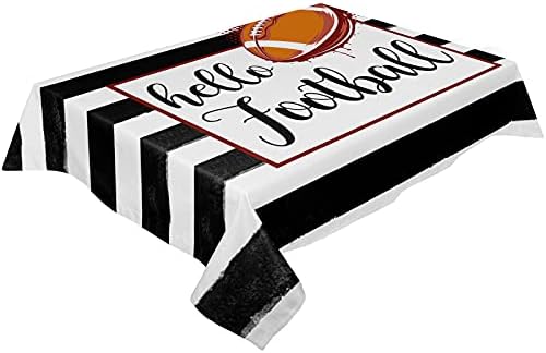 Rectangle Tablecloth Waterproof Stainproof Rustic Black Geometric Stripe