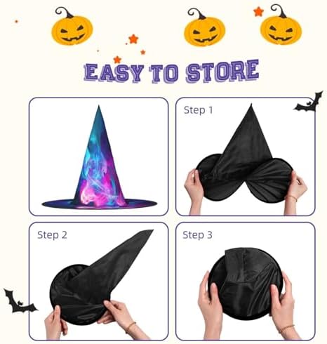 Blue And Red Fire Print Witch Party Hat