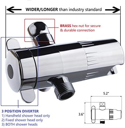 Ana Bath 6-Inch 3-Function Handheld Showerhead Combo with 8 Foot Stainless Steel Hose