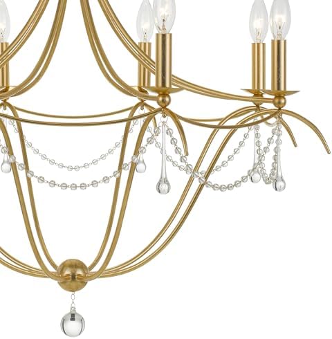 Metro 8 Light Crystal Beads Antique Gold Chandelier 1