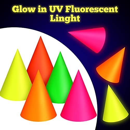 Zonon 15 Pcs Neon UV Blacklight Reactive Party Hats