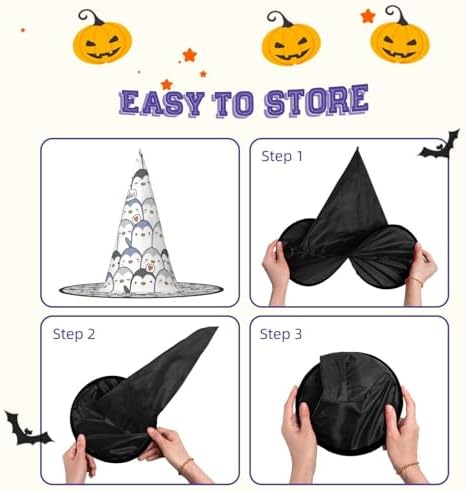 Cute Penguin Print Halloween Witch Hat for Parties