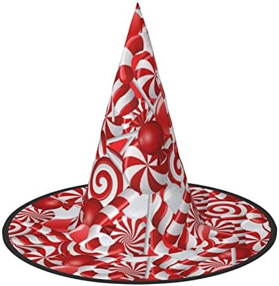 Candy Canes Print Witch Party Hat for Halloween and Carnival