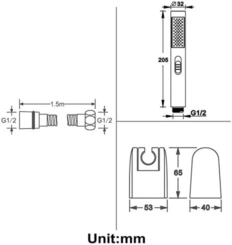 LMJYU High Pressure ABS Handheld Shower Head with 15M Hose and Holder Chrome