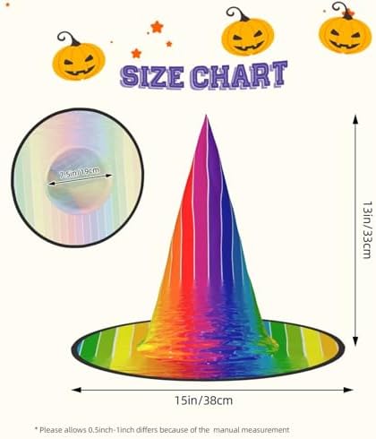Rainbow Striped Witch Hat for Halloween Parties
