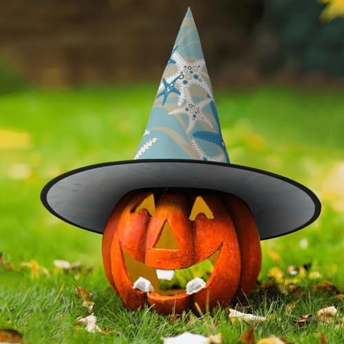 Beautiful Starfish Print Witch Costume Hat for Halloween Parties