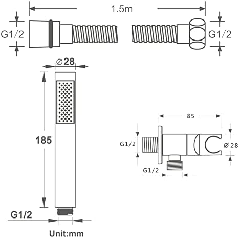 Uwer ebfm Handheld Shower Head Set with 15M Hose