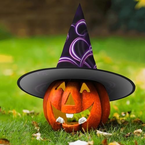 Purple Hearts Print Witch Hat for Halloween Parties