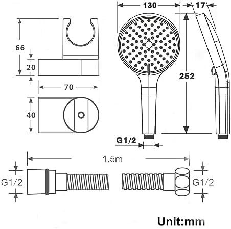 Uwerembfm Handheld Shower Head 3 Function High Pressure Chrome