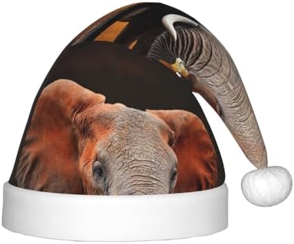 Salelf Elephant Santa Hat for Kids Christmas Plush Headwear