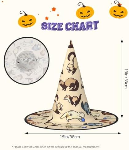 Hairy Ferret Print Witch Hat for Halloween and Parties