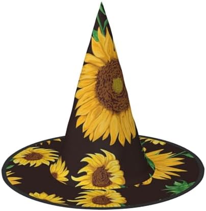 Beautiful Sunflower Print Witch Hat for Halloween and Parties