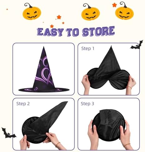 Purple Hearts Print Witch Hat for Halloween Parties