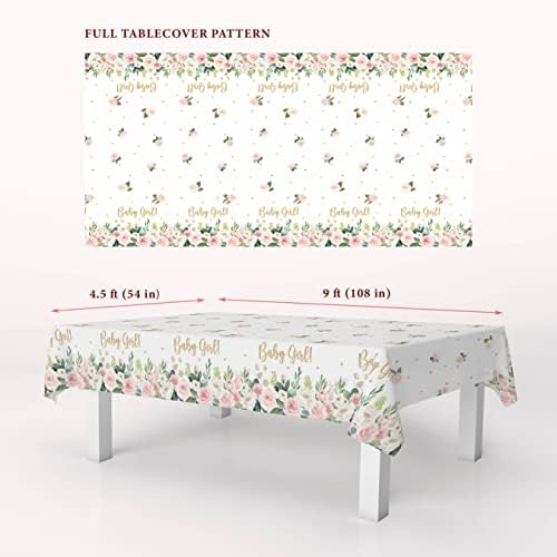 Baby Shower Tablecloth 3pc Set Rose Pink Floral Design