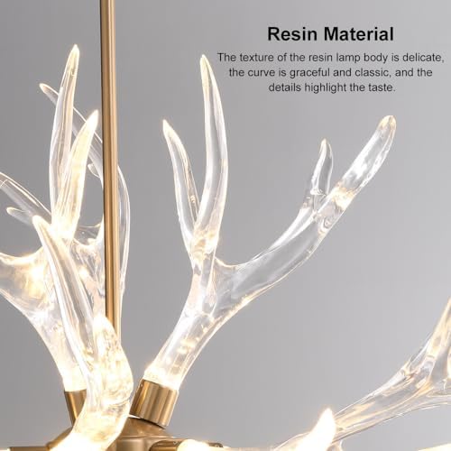 LOVEDIMA Resin Antler Chandelier 9 Light Gold