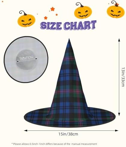Striped Checked Print Witch Hat for Halloween Parties