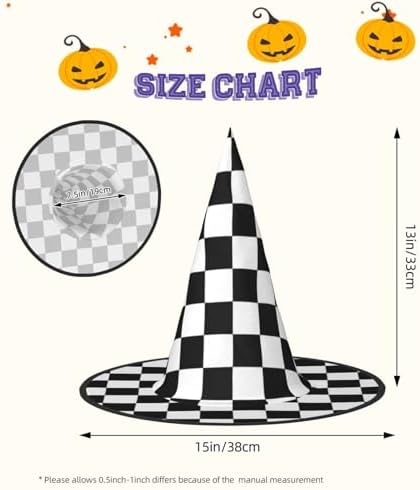 Foldable Black And White Plaid Witch Party Hat