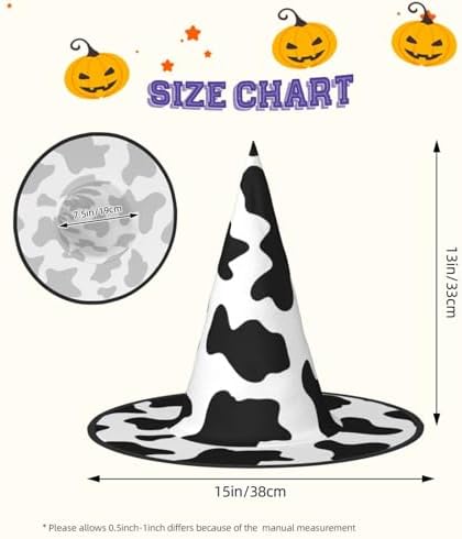 Jbyjbx Foldable Cow Print Witch Hat