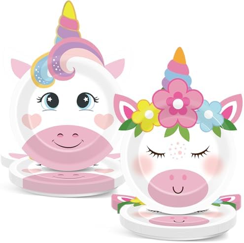 60 PCS Unicorn Birthday Party Plates for Girls