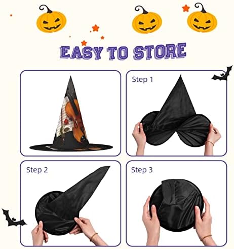 Adjustable Foldable Violin Sheet Music Witch Hat For Halloween Carnival Parties