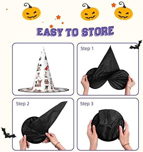 Cute Chihuahua Pug Halloween Witch Hat for Parties