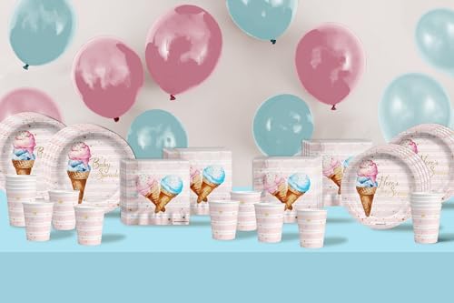 Baby Sprinkles Ice Cream Party Tableware Set 64 Piece for 16 Guests