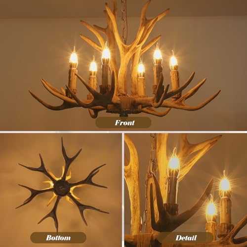 CASENKE 6 Light Deer Horn Pendant Chandelier