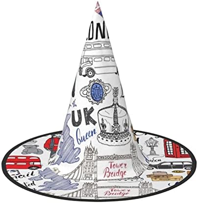 I Love London Print Witch Hat for Halloween Parties