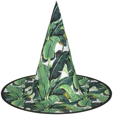 Tropical Banana Palm Leaves Print Witch Hat for Halloween and Parties