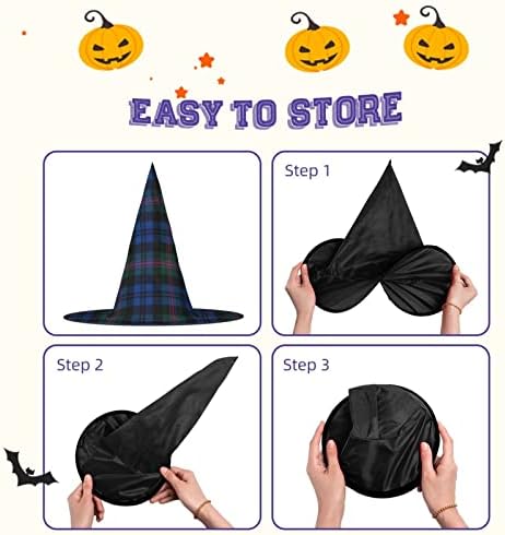 Striped Checked Print Witch Hat for Halloween Parties