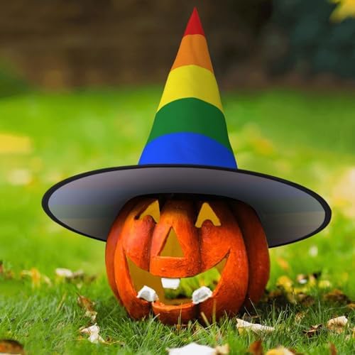 Rainbow Print Halloween Witch Hat for Parties and Cosplay