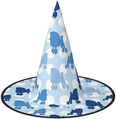 Blue Poodle Polka Dot Witch Hat for Parties and Cosplay