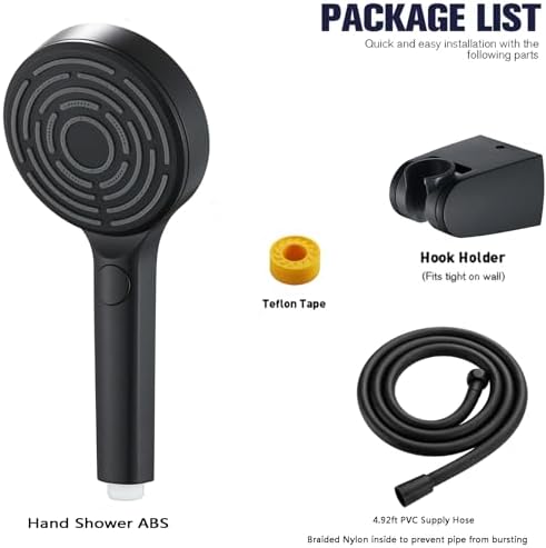 Handheld Shower Set with 3 Functions and 59 Inch Hose