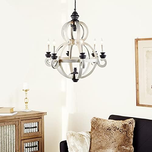 Deco 79 White Wood Rustic Candle Chandelier