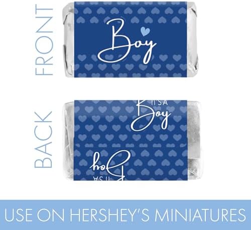 Distinctivs Blue Baby Shower Wrappers for Mini Chocolate Bars 42 Count