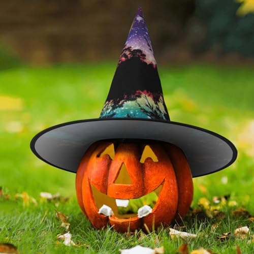 Night Sky With Trees Print Witch Hat for Halloween Parties