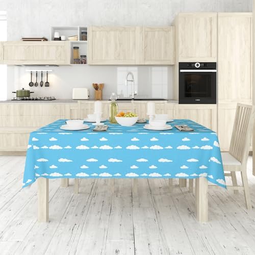 Blue Sky White Clouds Party Tablecloth Set