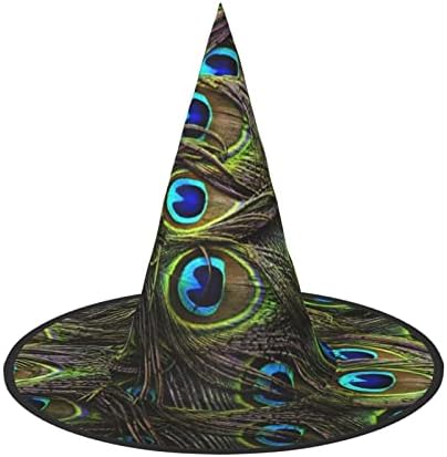 Fresh Peacock Print Witch Hat for Halloween and Carnival Parties