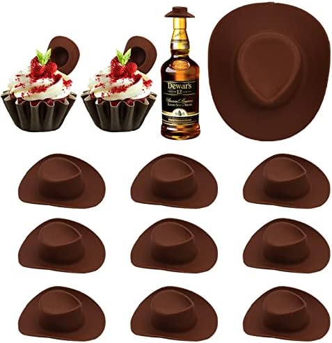HOMICO 20 Piece Brown Mini Western Cowboy Hats for Dolls