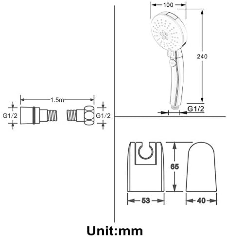 UWEREBFM Handheld Shower Head Set with 3 Spray Modes and High Pressure
