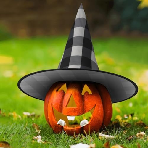 Black And White Plaid Witch Party Hat Costume Decor