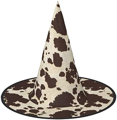 Brown Cow Spots Print Witch Hat for Halloween Parties