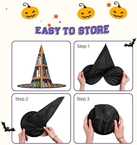 Witch Halloween Hat With Library Bookshelf Print