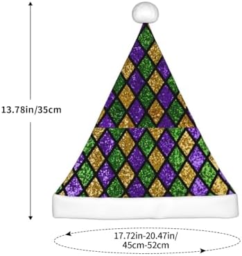Mardi Gras Shiny Green Purple Santa Hat for Kids
