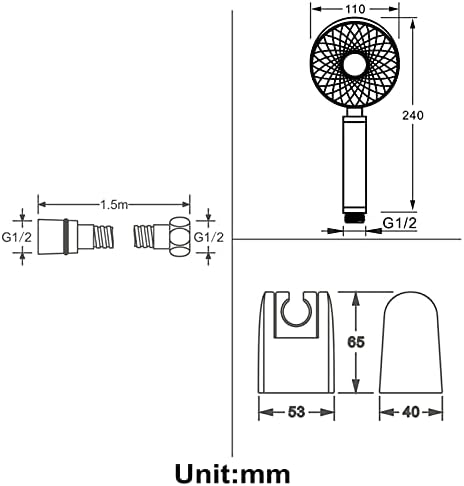 Uwerfm 3 Function ABS White Handheld Showerhead with 15m Hose