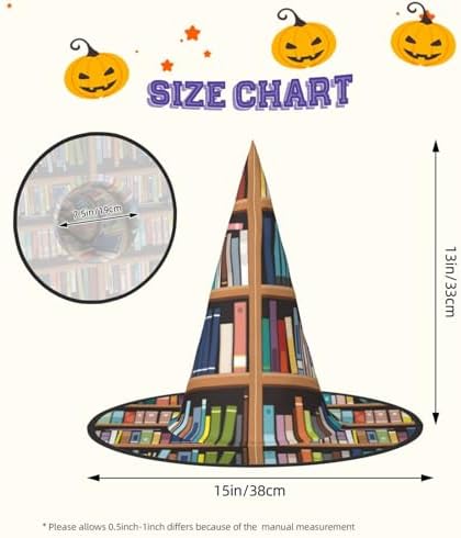 Library Bookshelf Print Witch Hat for Halloween Parties