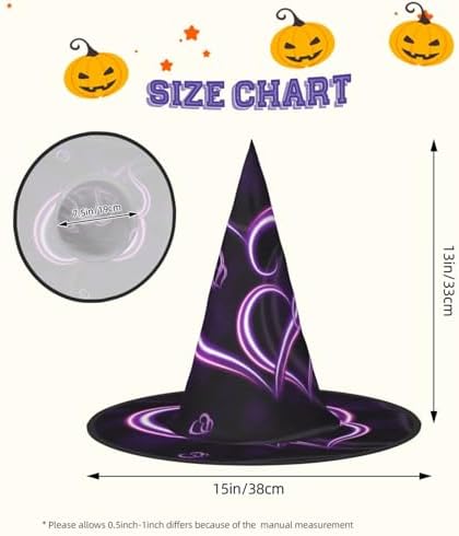 Purple Hearts Print Witch Hat for Halloween Parties