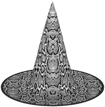 Foldable Black White Snake Skin Print Witch Hat