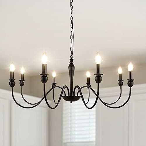 LynPon Farmhouse Chandelier 8 Light Industrial Black