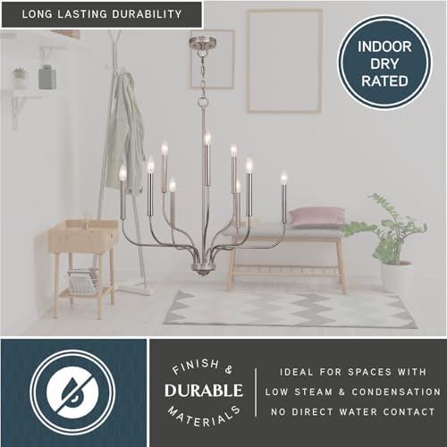 VAXCEL Harris 9 Light Candle Chandelier Satin Nickel